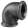 Raccord fonte malléable noir fileté Coude femelle - 3/8" - Brute / Noire