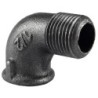 Raccord fonte malléable noir fileté Coude mâle femelle - 3/4" - Brute / Noire