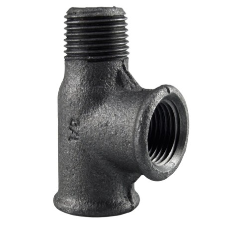 Raccord fonte malléable noir fileté Té femelle avec une sortie Mâle - 3/4" - Brute / Noire
