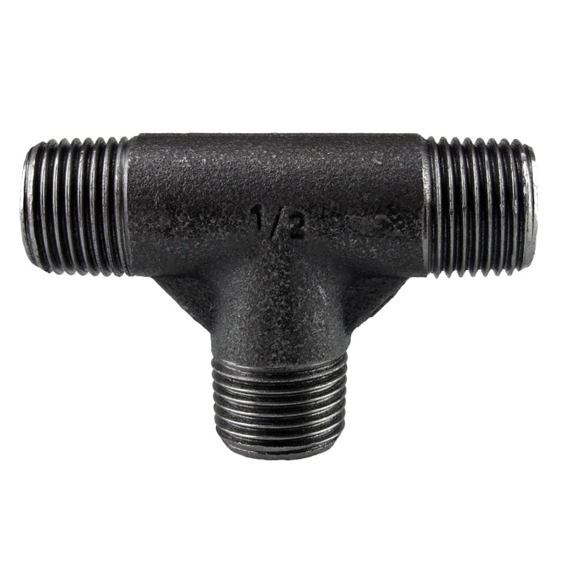 Raccord fonte malléable noir fileté Té mâle - 1" - Brute / Noire