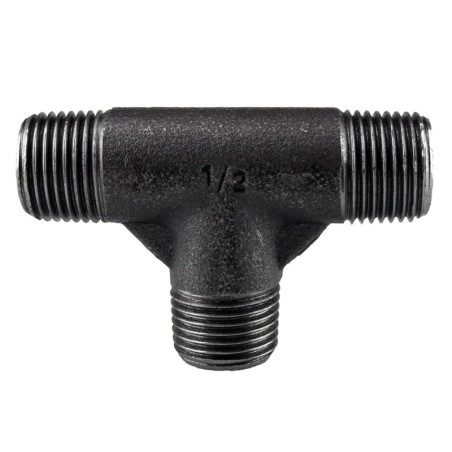 Raccord fonte malléable noir fileté Té mâle - 1" - Brute / Noire
