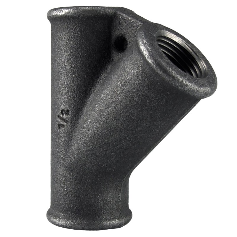 Raccord fonte malléable noir fileté Té femelle 45° - 3/4" - Brute / Noire
