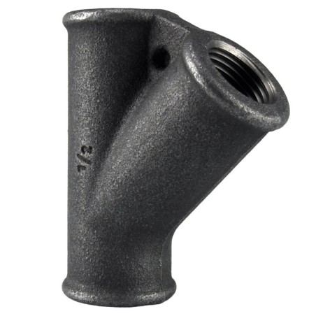Raccord fonte malléable noir fileté Té femelle 45° - 3/4" - Brute / Noire