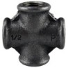 Raccord fonte malléable noir fileté Croix femelle - 1/2" - Brute / Noire