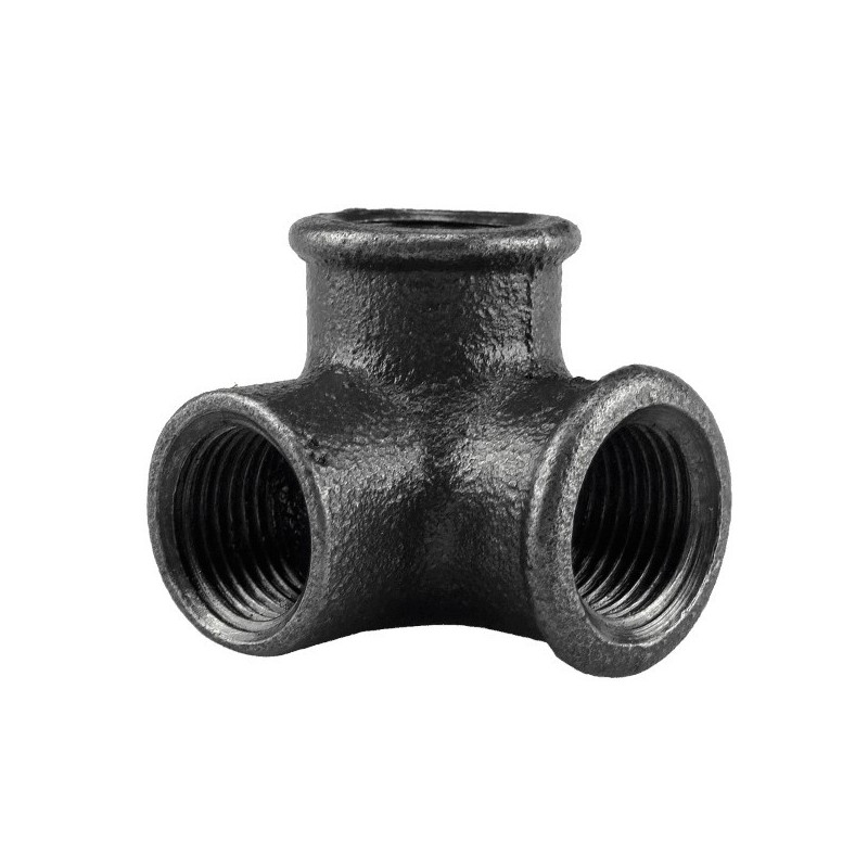 Raccord fonte malléable fileté Distributeur femelle à coude - 1/2" - Brute / Noire
