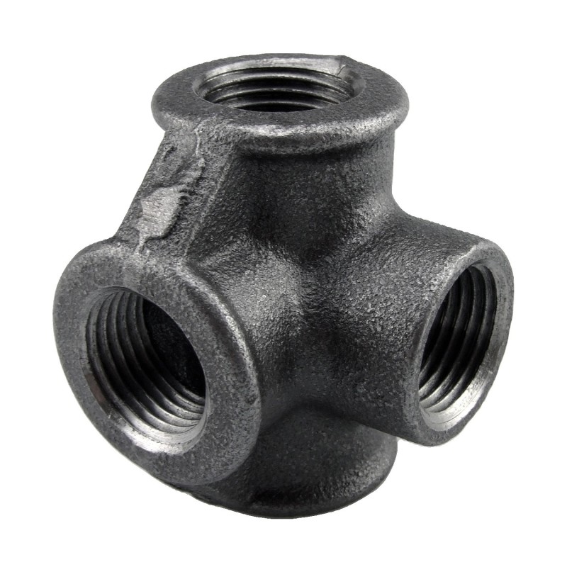 Raccord fonte malléable noir fileté Distributeur femelle à Té - 1/2" - Brute / Noire