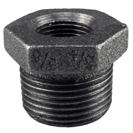 Raccord fonte malléable noir manchon réduit mâle et femelle - Brute / Noire - 3/8" - 1/4"