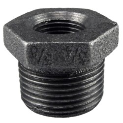 Raccord fonte malléable noir manchon réduit mâle et femelle - Brute / Noire - 1" - 1/4