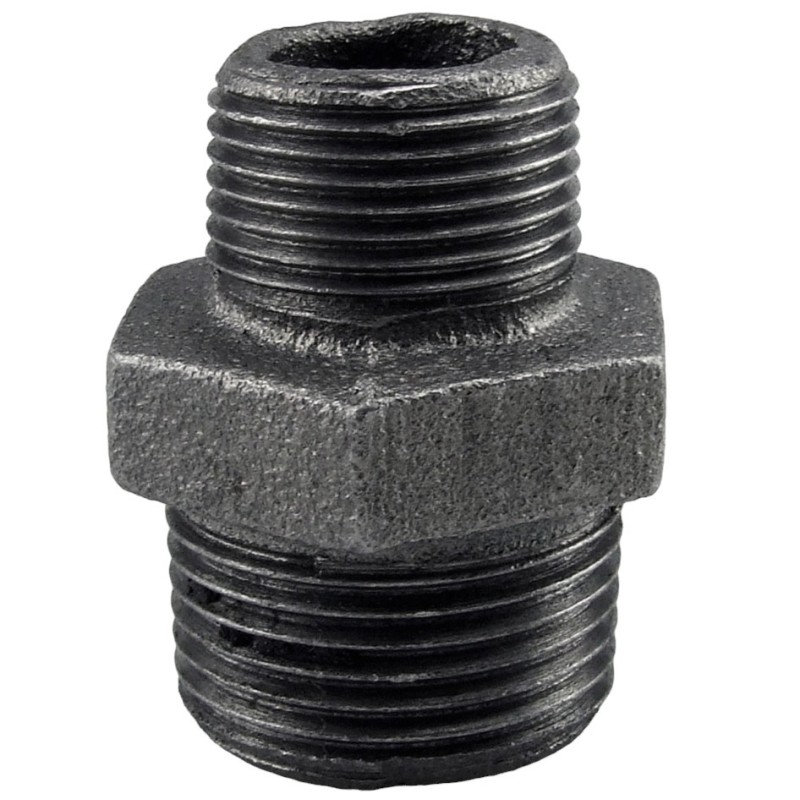 Raccord fonte malléable noir mamelon réduit mâle - Brute / Noire - 2" 1/2 - 2"
