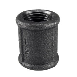 Raccord fonte malléable noir Manchon femelle filetage droite/droite - 2"1/2 - Brute / Noire