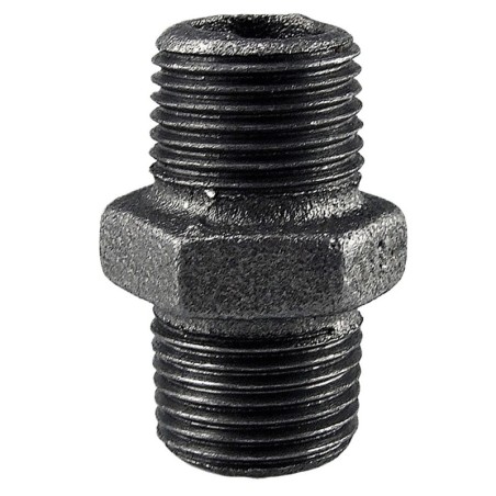 Raccord fonte malléable noir fileté Mamelon mâle filetage droite/droite - 1/8" - Brute / Noire