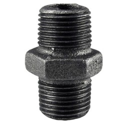 Raccord fonte malléable noir fileté Mamelon mâle filetage droite/droite - 2" - Brute / Noire