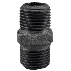 Raccord fonte malléable noir fileté mamelon mâle filetage droite/gauche - 1" - Brute / Noire