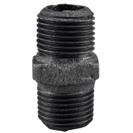 Raccord fonte malléable noir fileté mamelon mâle filetage droite/gauche - 1" - Brute / Noire