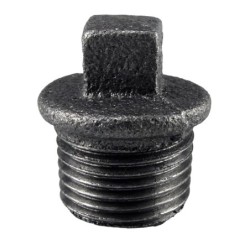 Raccord fonte malléable noir bouchon mâle avec bourrelet et fileté - 1/2" - Brute / Noire