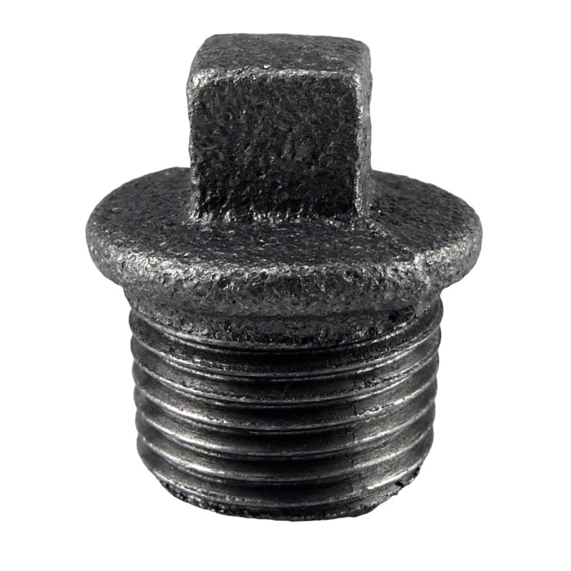 Raccord fonte malléable noir bouchon mâle avec bourrelet et fileté - 3" - Brute / Noire
