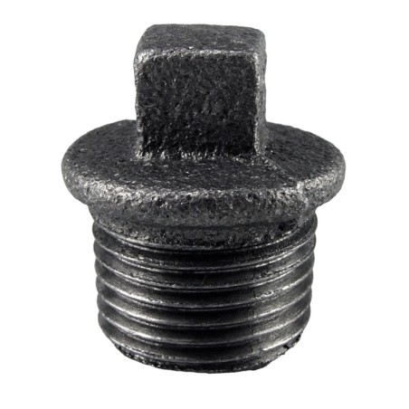 Raccord fonte malléable noir bouchon mâle avec bourrelet et fileté - 3" - Brute / Noire