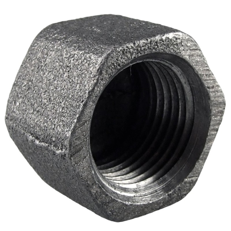 Raccord fonte malléable noir bouchon femelle hexagonale fileté - 2" - Brute / Noire