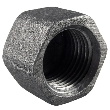 Raccord fonte malléable noir bouchon femelle hexagonale fileté - 2" - Brute / Noire