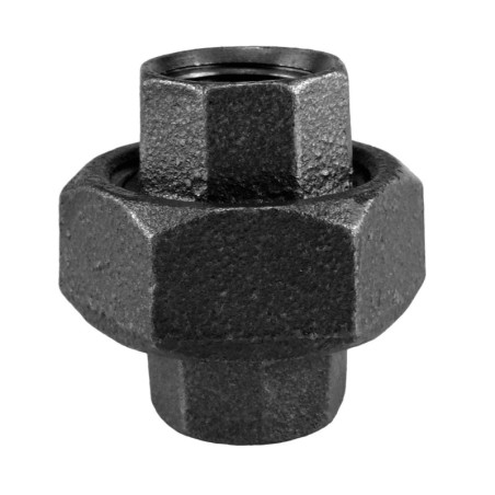 Raccord fonte malléable noir fileté Manchons union femelle à joint plat - 3/4" - Brute / Noire