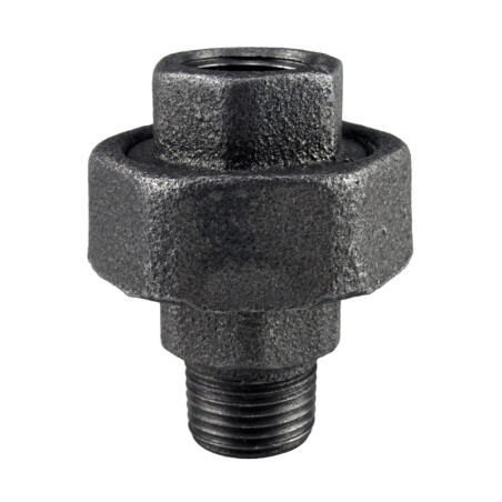 Raccord fonte malléable noir fileté Manchon union mâle et femelle à joint plat - 3/8" - Brute / Noire
