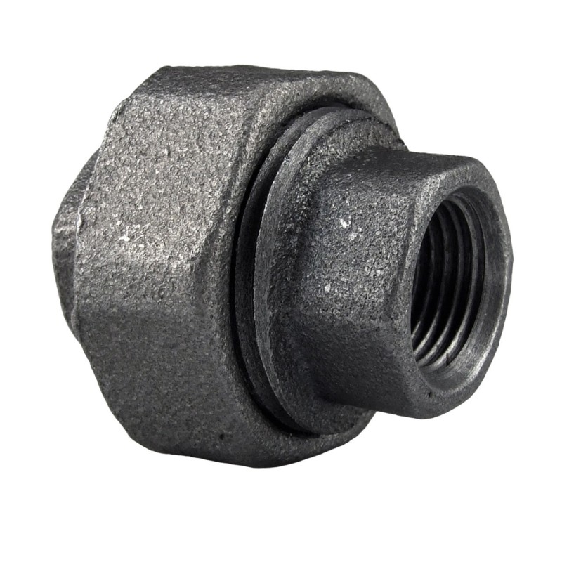 Raccord fonte malléable noir Manchon union femelle conique - 1/8" - Brute / Noire