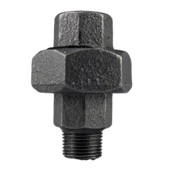 Raccord fonte malléable noir Manchon union mâle et femelle conique - 3/4" - Brute / Noire