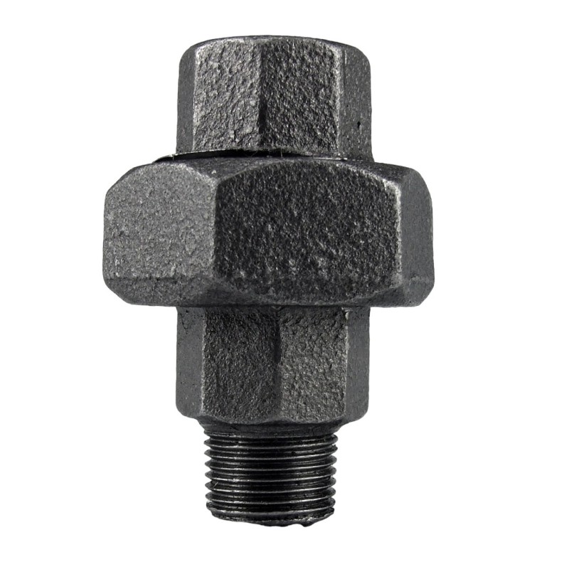Raccord fonte malléable noir Manchon union mâle et femelle conique - 2" - Brute / Noire