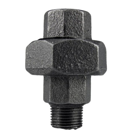 Raccord fonte malléable noir Manchon union mâle et femelle conique - 2" - Brute / Noire