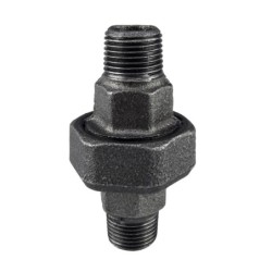Raccord fonte malléable noir manchon union mâle à joint conique - 1/4" - Brute / Noire