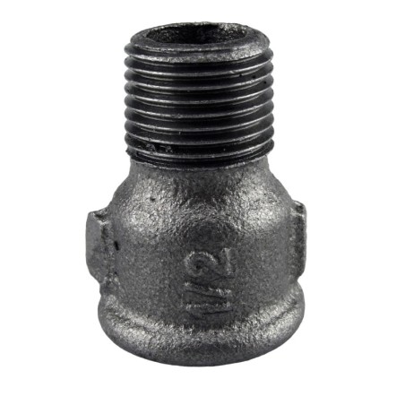 Raccord fonte malléable fileté Manchon égal femelle et mâle - 3/8" - Brute / Noire