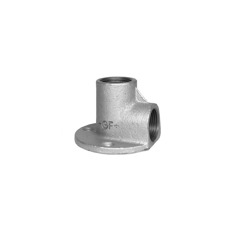 Applique fonte malléable coudée 90° FF galvanisée - 1/2"