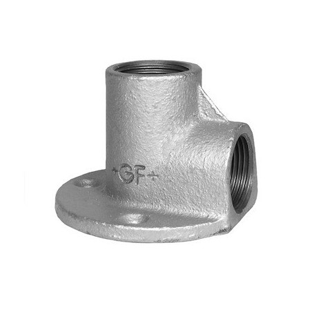 Applique fonte malléable coudée 90° FF galvanisée - 1/2"