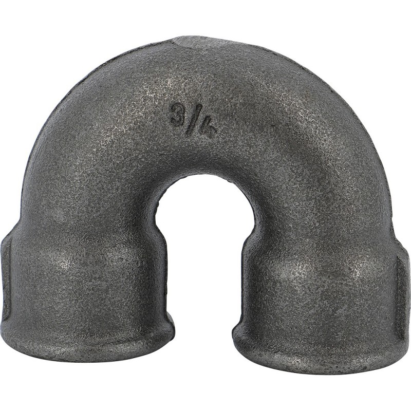 Raccord fonte malléable noir fileté courbe FF double 180° - 1"1/4 - Brute / Noire