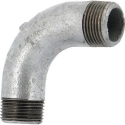 Raccord fonte malléable galvanisé fileté Courbe grand rayon 90° mâle mâle - 2" - Galvanisée / Galva