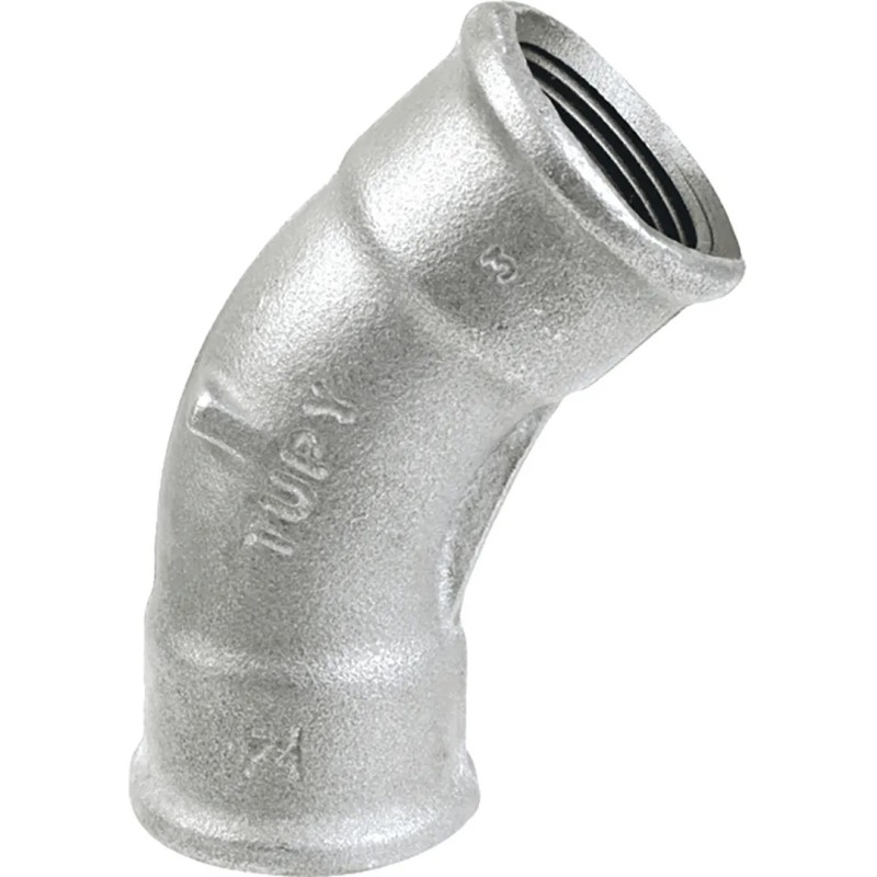 Raccord fonte malléable fileté Courbe 45° femelle - 2"1/2 - Galvanisée / Galva