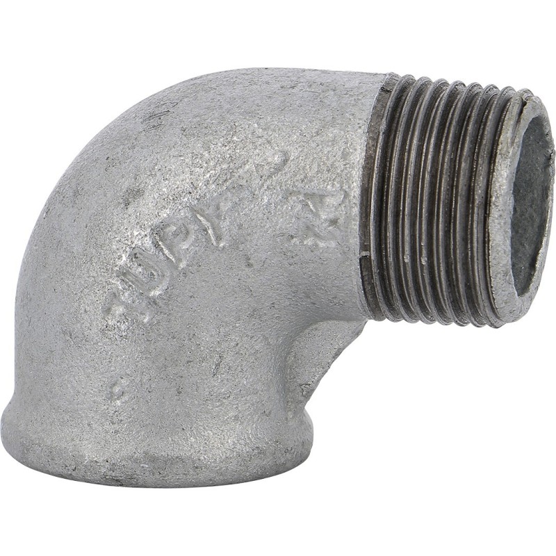 Raccord fonte malléable galvanisé fileté Coude mâle femelle - 3" - Galvanisée / Galva