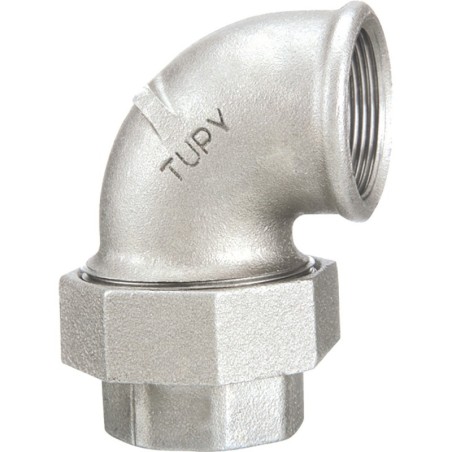 Raccord fonte malléable galvanisé fileté Coude union femelle à joint conique - 3/8" - Galvanisée / Galva
