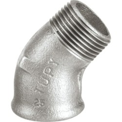 Raccord fonte malléable galvanisé fileté Coude 45° mâle femelle - 1"1/4 - Galvanisée / Galva