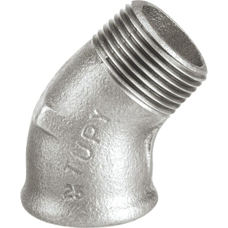 Raccord fonte malléable galvanisé fileté Coude 45° mâle femelle - 1"1/4 - Galvanisée / Galva