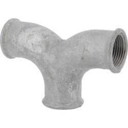 Raccord fonte malléable galvanisé Té femelle à deux embranchements cintrés - 1/2" - Galvanisée / Galva