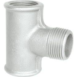 Raccord fonte malléable galvanisé fileté Té femelle avec embranchement Mâle - 3/4" - Galvanisée / Galva