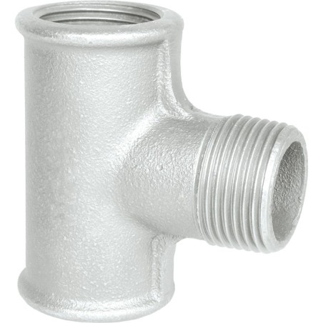 Raccord fonte malléable galvanisé fileté Té femelle avec embranchement Mâle - 3/4" - Galvanisée / Galva