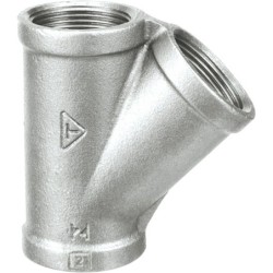 Raccord fonte malléable galvanisé fileté Té femelle 45° - 3/4" - Galvanisée / Galva