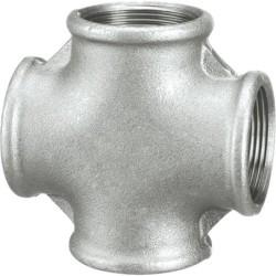Raccord fonte malléable galvanisé fileté Croix femelle - 4" - Galvanisée / Galva