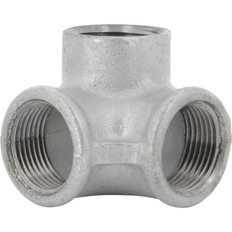 Raccord fonte malléable galvanisé fileté Distributeur femelle à coude - 1/2" - Galvanisée / Galva