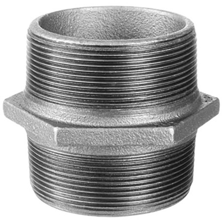 Raccord fonte malléable galvanisé fileté Mamelon mâle filetage droite/droite - 1"1/2 - Galvanisée / Galva