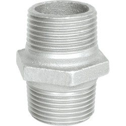 Raccord fonte malléable galvanisé fileté Mamelon mâle filetage droite/gauche - 3/8" - Galvanisée / Galva