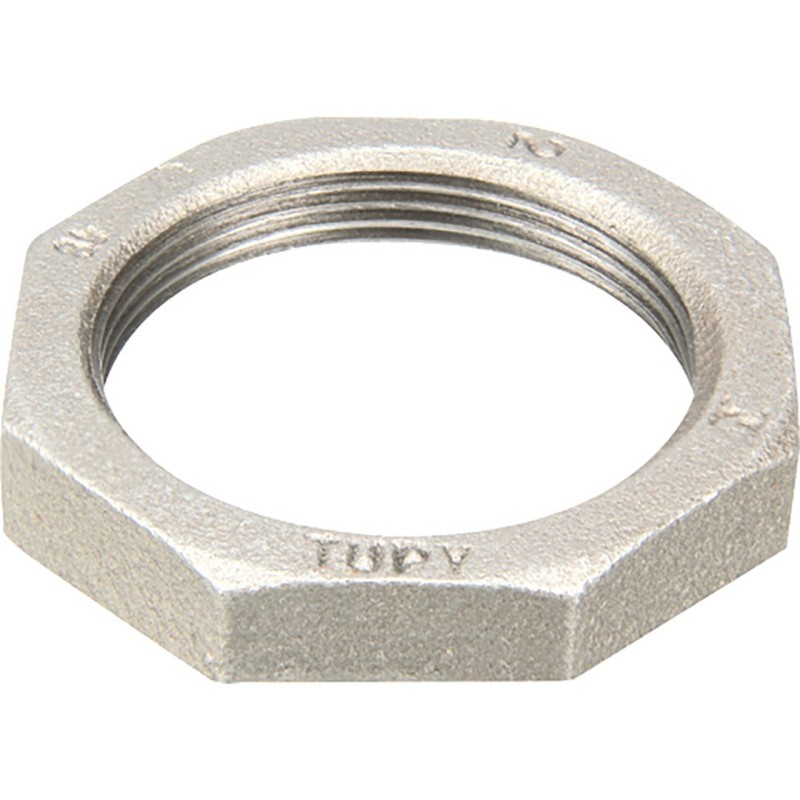 Raccord fonte malléable galvanisé fileté Contre-Écrous évidé - 1"1/2 - Galvanisée / Galva