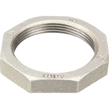 Raccord fonte malléable galvanisé fileté Contre-Écrous évidé - 1"1/2 - Galvanisée / Galva